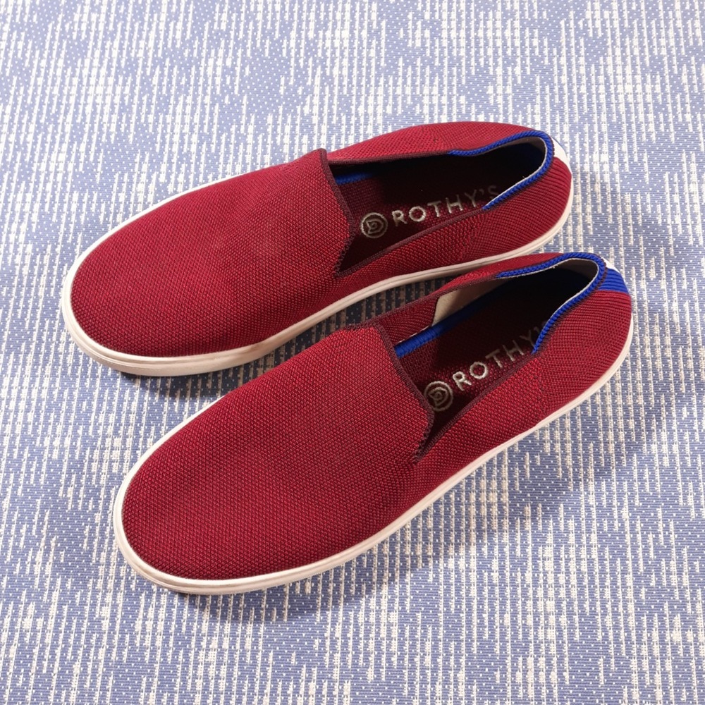 Rothy's The Original Slip On Sneakers Knit Womens 8.5 US Maroon Red